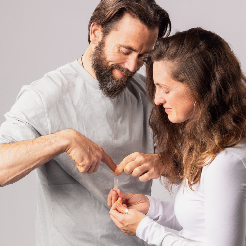 Couple doing blood test together